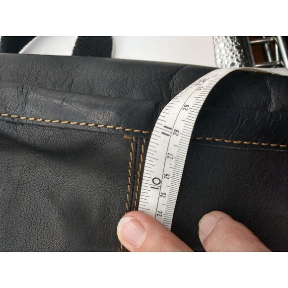 Jack Georges Black Leather Backpack With Multiple Compartments & Adjustable Stra - Picture 3 of 6